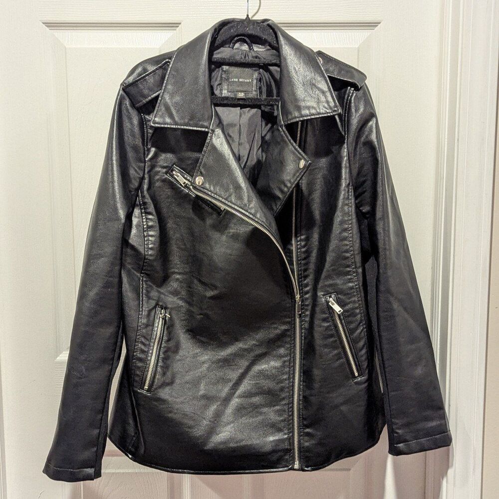Dark Academia Moto Faux Leather Biker Jacket Lane Bryant 14/16 Grunge Mob Wife